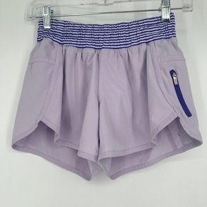 Lululemon Tracker Short III Pretty Purple 4 Way Stretch Stripe Waistband Size 4
